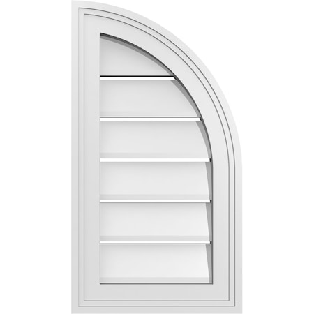 Ekena Millwork Quarter Round Top Right Surface Mount PVC Gable Vent w/ 2"W x 1-1/2"P Brickmould Frame, 12"W x 22"H GVPQR12X2202SF